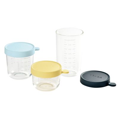 Beaba Portion Set Glas Yellow/Light Blue/Dark Blue