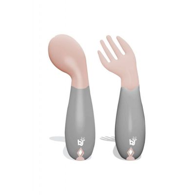 Babyjem Gebogen Vork En Lepel Roze
