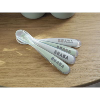 Béaba Lepel Set Siliconen Velvet Grey/Sage Green 4+ Maanden (4 Stuks)