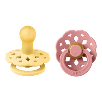 Bibs Fopspeen Boheme Latex Round  0-6 mnd Pale Butter / Dusty Pink (2-Pack)



