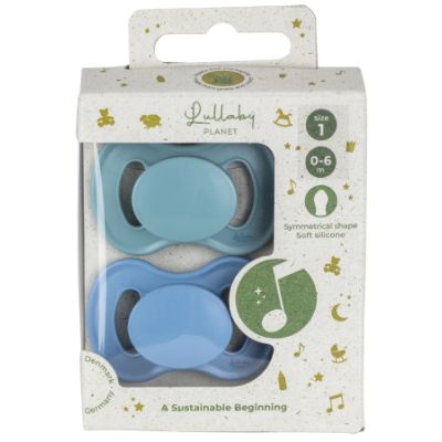 Lullaby Fopspeen Symmetrical Silicone Size 2 Ocean Teal & Dove Blue 2-Pack