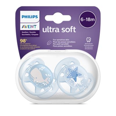 Philips Avent Fopspeen Ultra Soft Blauw 6-18mnd (2 stuks) SCF223/03