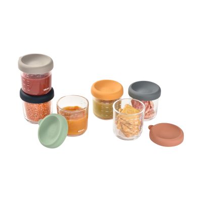 Béaba Glazen Bewaarpotjes Set Sunrise Color Mix 250 ml (6 Stuks)
