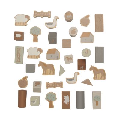 Jollein Blokken Set Hout Farm 18 x 12 cm