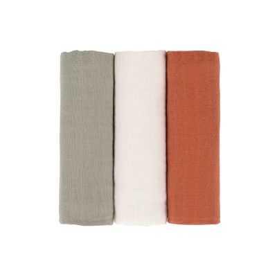 Lässig Swaddle & Burp Blanket L Rust/Olive/Milky 85 x 85 cm