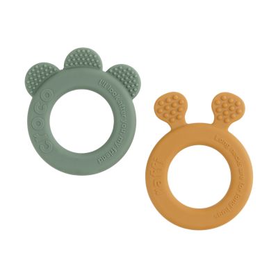 Done By Deer Bijtring Deer Friends Mustard/Green 2-pack