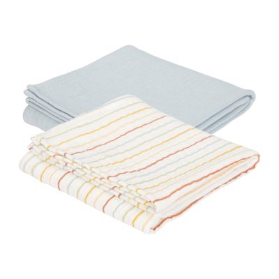 Little Dutch Multidoek 2 Stuks Vintage Sunny Stripes/Pure Soft Blue 70 x 70 cm