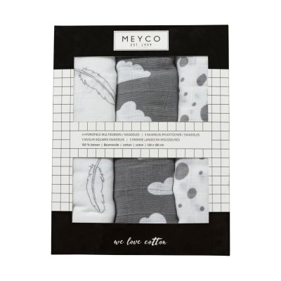 Meyco Multidoek Hydrofiel 3pack Feather Grijs