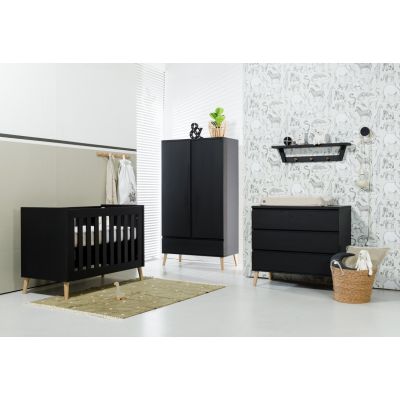 TWF Ledikant 70 x 140 Incl. Juniorzijden - Commode - Hanglegkast Beach Island Black