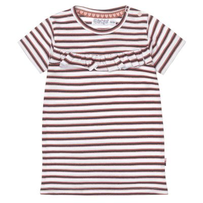 Dirkje Jurk Stripe Ruffle White