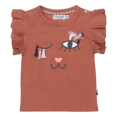 Dirkje T-Shirt Ruffle Mouw Face Dusty Rust  56