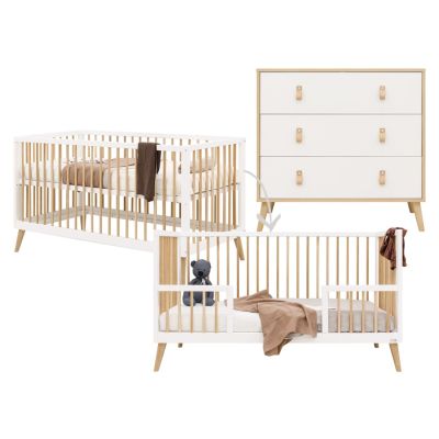 ToiToiKids Bedbank 70 x 140 / Commode 3 Laden Jort Wit/Naturel