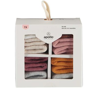 Apollo Sokjes Multi Yellow Pink 7-Pack 0-6 mnd