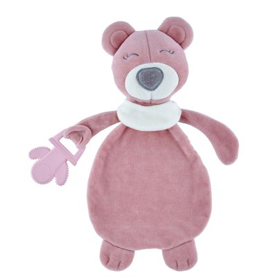 Babyjem Knuffeldoekje Beer Met Bijtspeeltje Roze