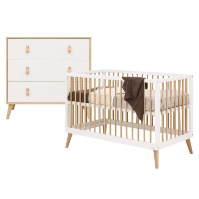 ToiToiKids Ledikant 60 x 120 / Commode 3 Laden Jort Wit/Naturel